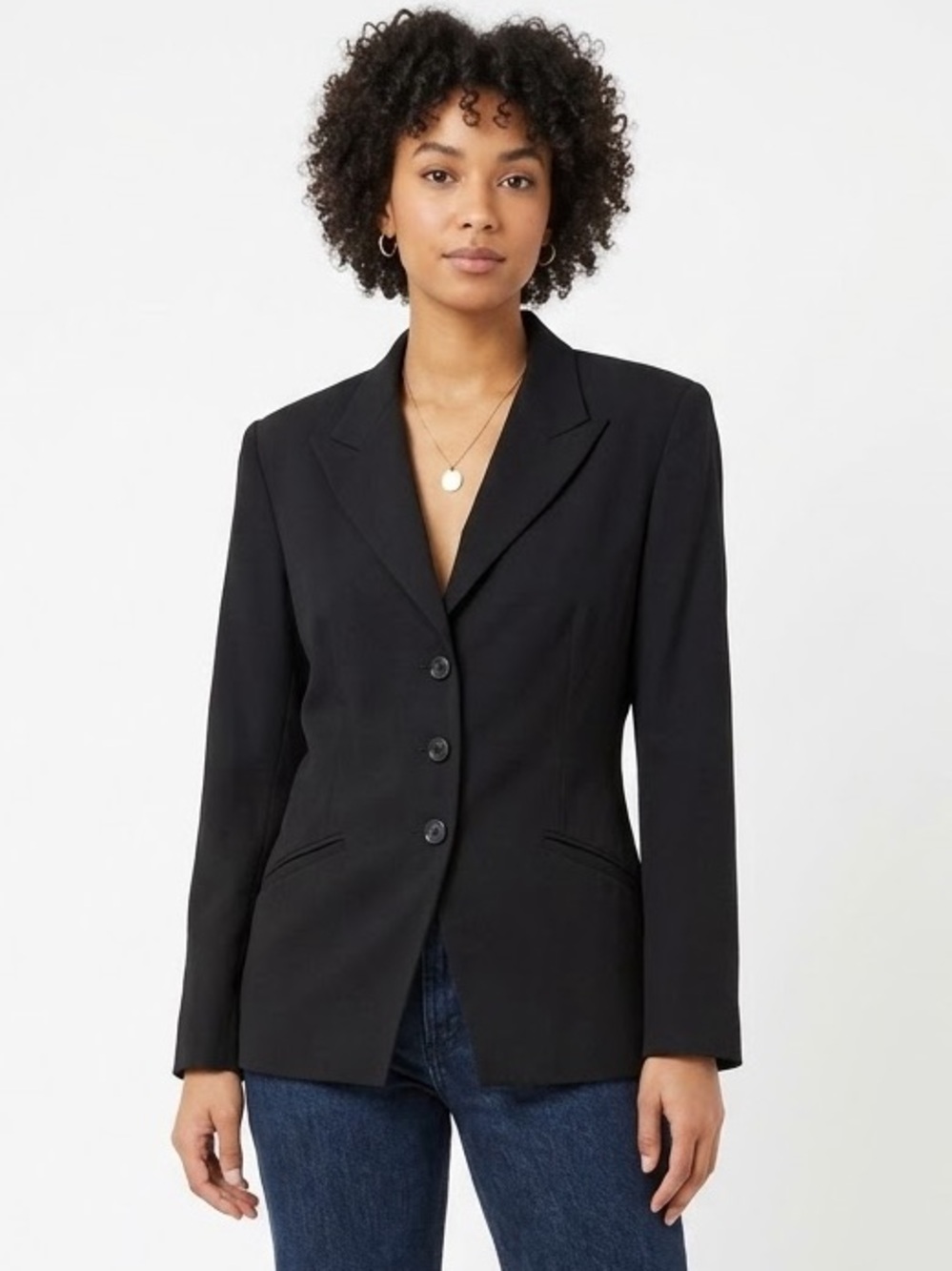 Norma Kamali Black Women's Three-Button Tailored Blazer Sz 8